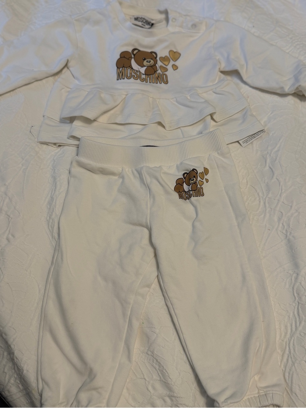 Moschino Baby Teddy Bear Ruffle Top & Joggers Set